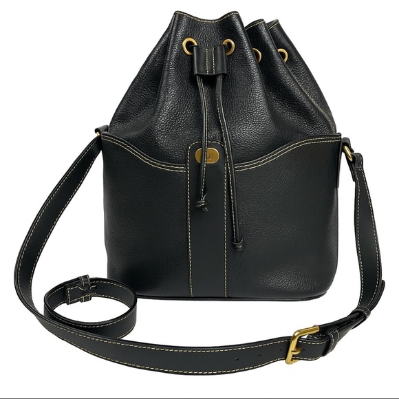 Dunhill Vintage Black Leather Drawstring Bucket Bag Gold Hardware - Picture 12 of 12